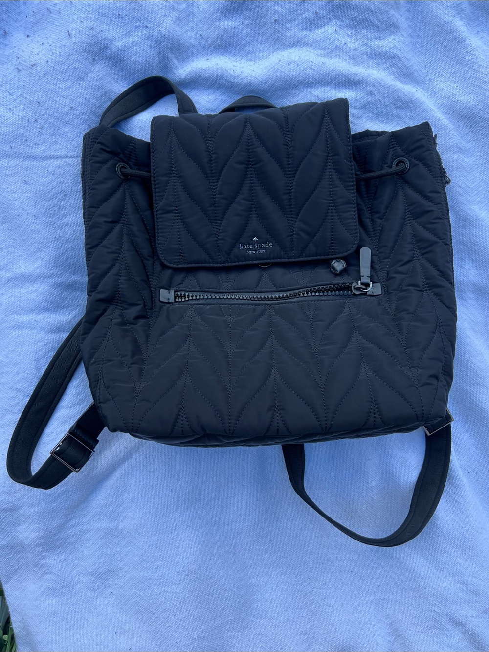 kate spade Black Quilted Drawstring Backpack